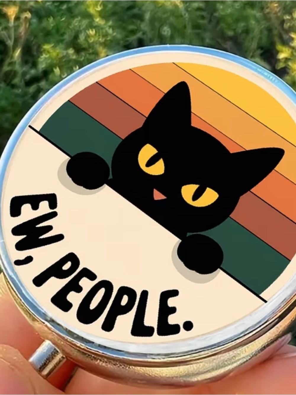 Cat-themed Pocket Mirror, pill tin